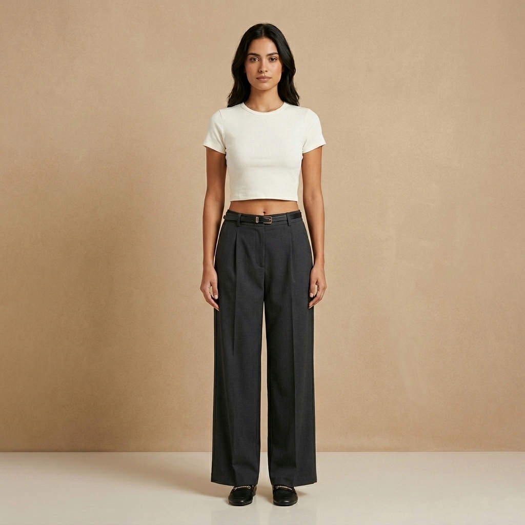 Conjunto "Essential Gray" | Baby Tee & Pantalón Sastrero Ancho