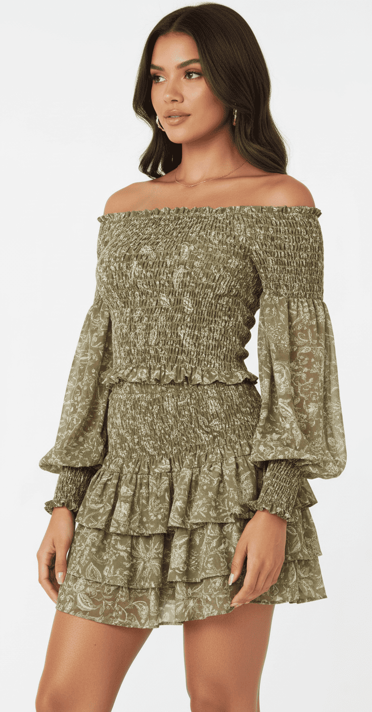 Vestido "Olivia" | Boho-Chic con Nido de Abeja y Volantes